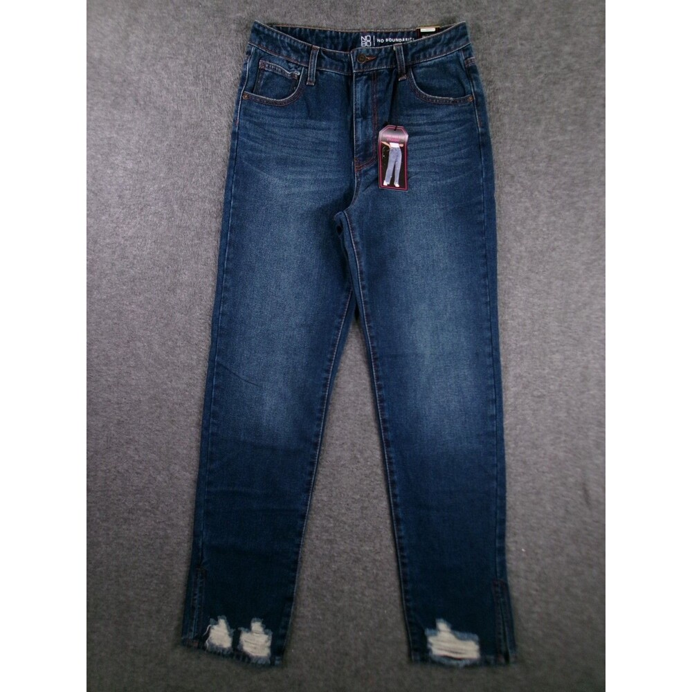 No Boundaries Jeans Womens 11 Blue Relaxed Straight Leg Super High Rise Dark